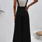 Side Decor Button Wide Leg Overalls