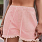 Drawstring Raw Hem Denim Shorts