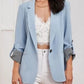 Lapel Collar Roll-Tab Sleeve Blazer