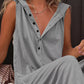 Full Size Half Button Sleeveless Jumpsuit