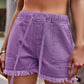 Drawstring Raw Hem Denim Shorts