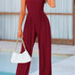 Mock Neck Sleeveless Wide Leg Jumpsuit