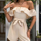 Tied Ruffled Off-Shoulder Short Sleeve Romper