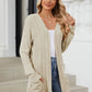 Pocketed Open Front Long Sleeve Cardigan