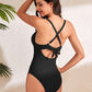 Crisscross Cutout V-Neck One-Piece Swimwear