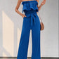 Ruffled Tie Waist Tube Jumpsuit