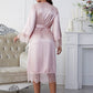 Scalloped Trim Tie-Waist Spliced Lace Robe