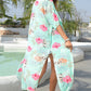 Floral Slit Half Sleeve Cover-Up